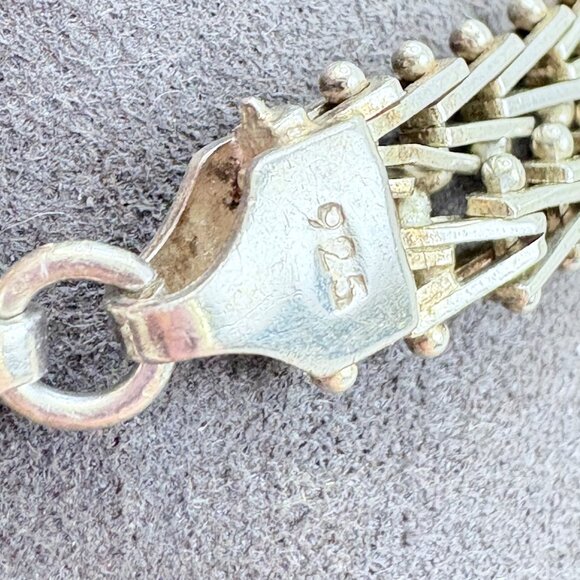 Sterling Silver 925 Mayan Calendar Interlocking Link Bracelet Size 7.5" Length - Picture 7 of 10